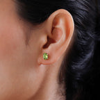 Hebei Peridot Solitaire Stud Earrings in Sterling Silver 1.50 Ct