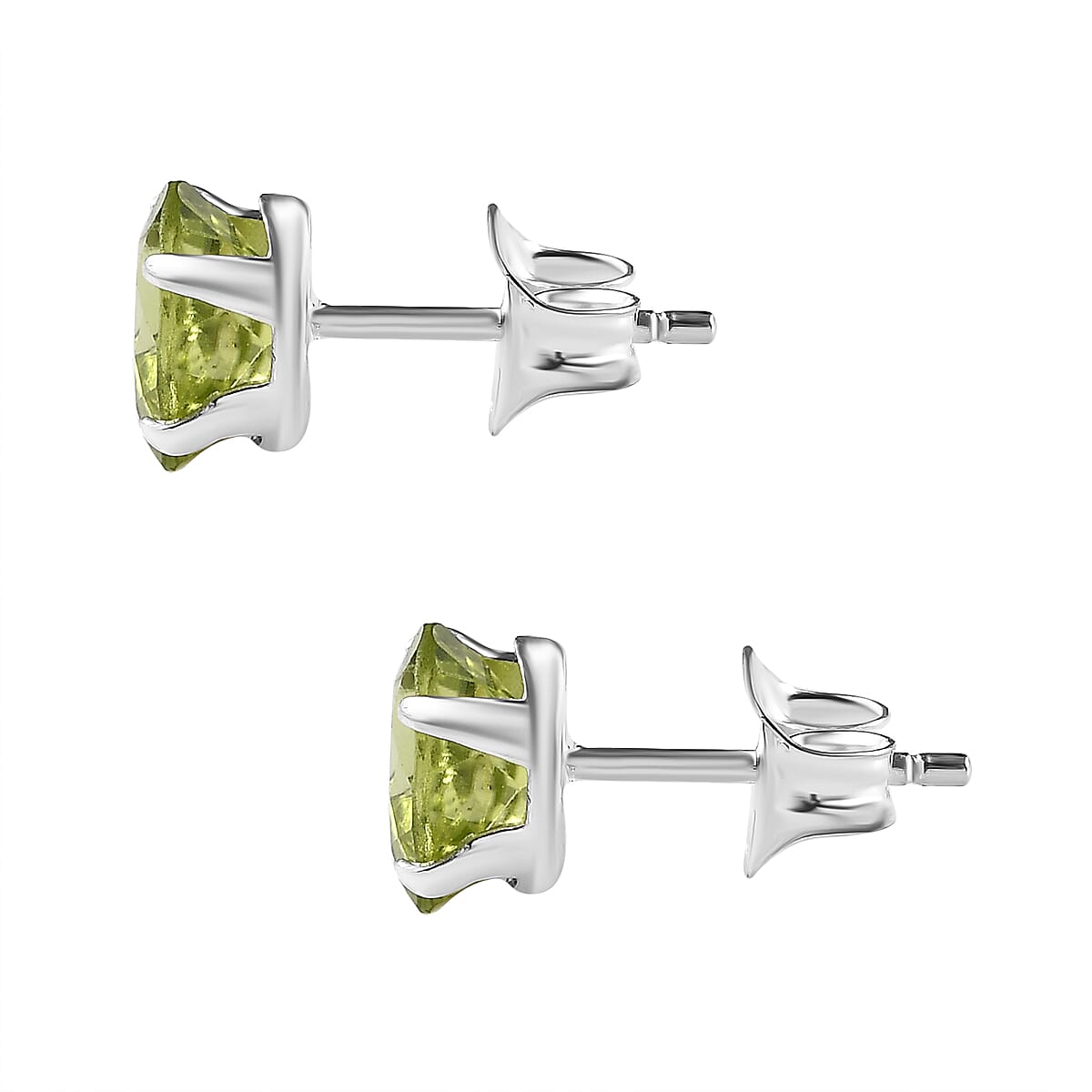 Hebei Peridot Solitaire Stud Earrings in Sterling Silver 1.50 Ct 7519240 4