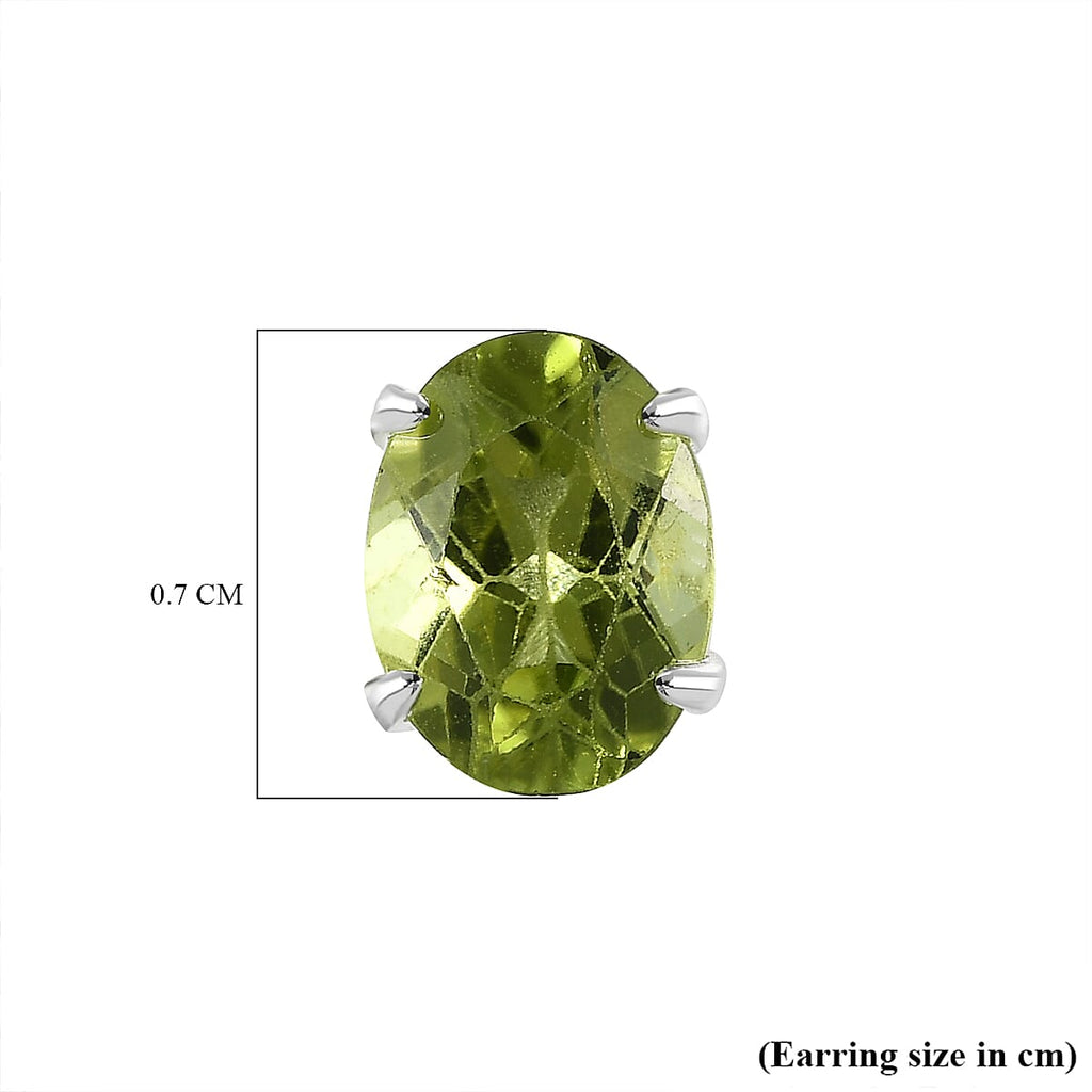 Hebei Peridot Solitaire Stud Earrings in Sterling Silver 1.50 Ct