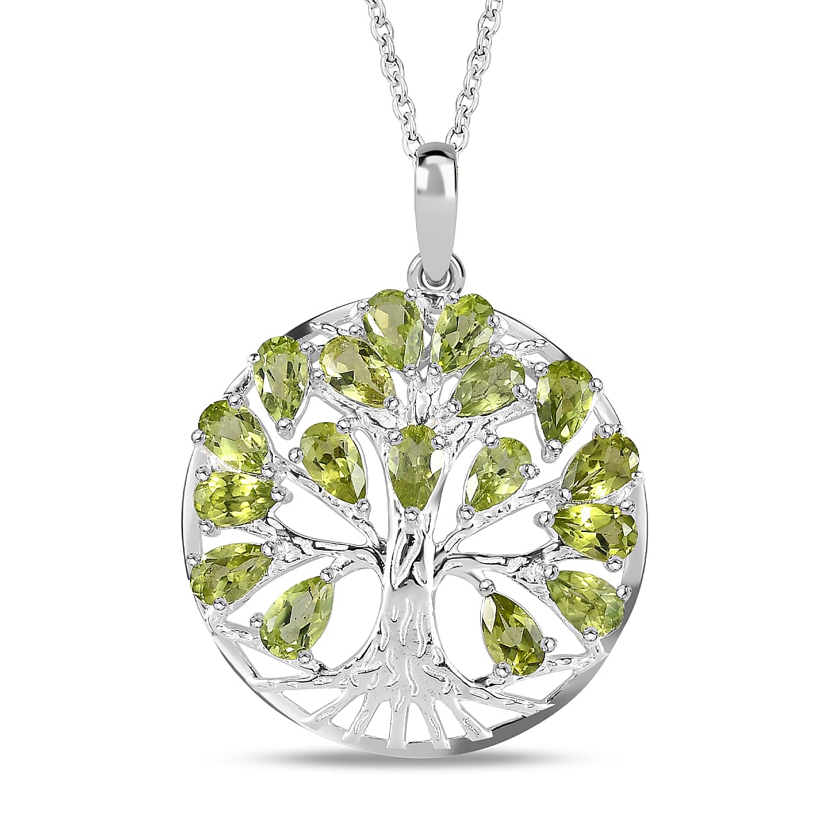 4.25 Ct. Hebei Peridot Tree of Life Pendant in Sterling Silver With Chain (Size 20) 4195405 0