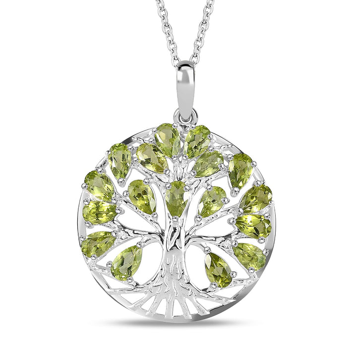 4.25 Ct. Hebei Peridot Tree of Life Pendant in Sterling Silver With Chain (Size 20) 4195405 1