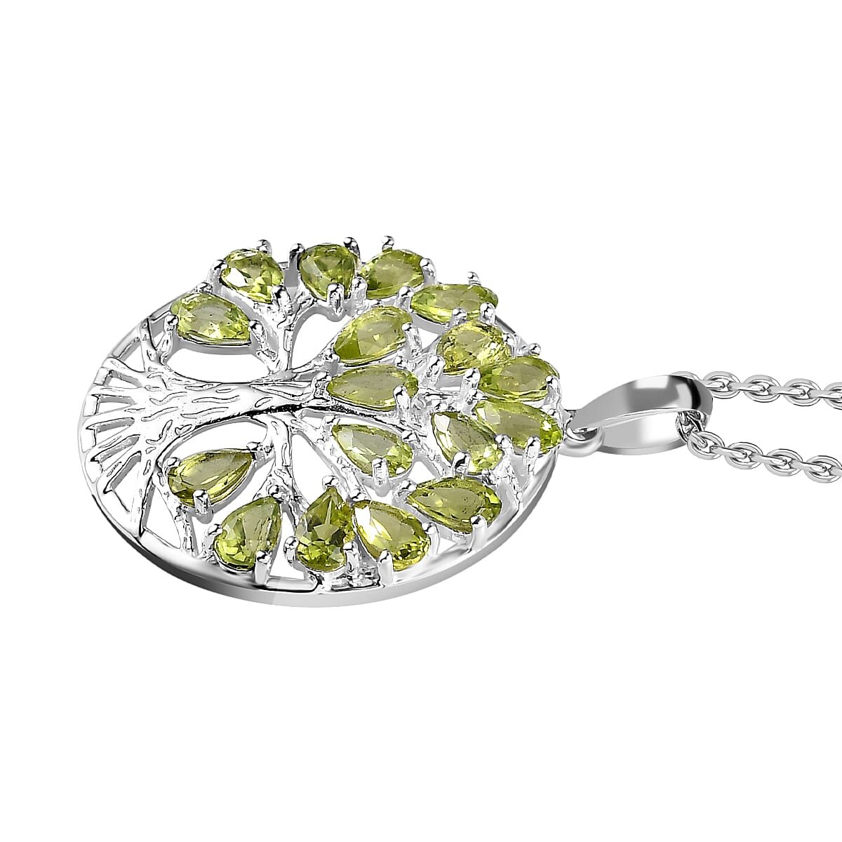 4.25 Ct. Hebei Peridot Tree of Life Pendant in Sterling Silver With Chain (Size 20) 4195405 4