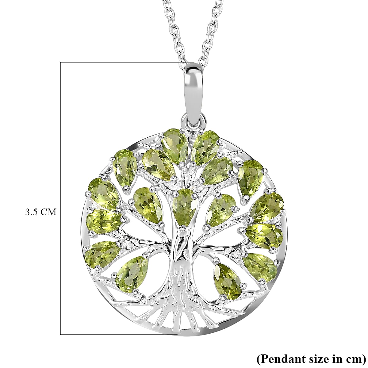 4.25 Ct. Hebei Peridot Tree of Life Pendant in Sterling Silver With Chain (Size 20) 4195405 6