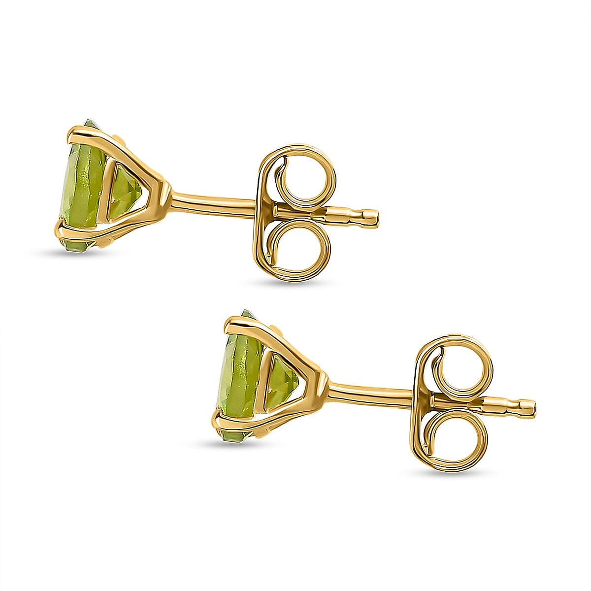 Hebei Peridot Stud Earrings with Push Back in 18K Vermeil Yellow Gold Plated Sterling Silver 1.75 Ct. V32638364 4