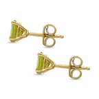 Hebei Peridot Stud Earrings with Push Back in 18K Vermeil Yellow Gold Plated Sterling Silver 1.75 Ct.