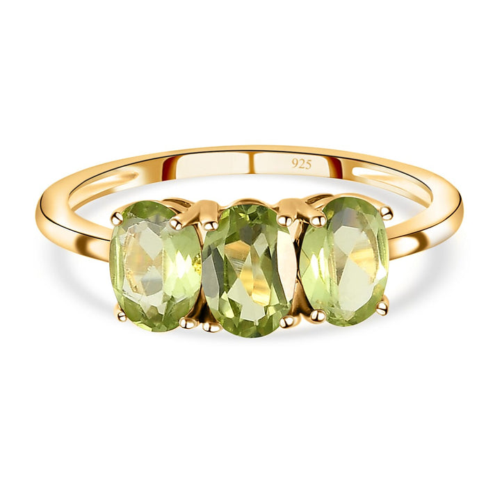 Hebei Peridot Trilogy Ring in 14K Gold Overlay Sterling Silver 1.45 Ct. 7442569 1