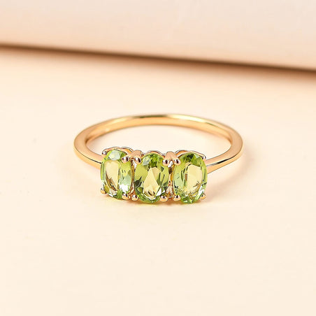 Hebei Peridot Trilogy Ring in 14K Gold Overlay Sterling Silver 1.45 Ct. 7442569 2