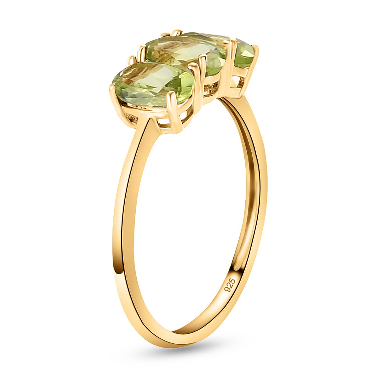 Hebei Peridot Trilogy Ring in 14K Gold Overlay Sterling Silver 1.45 Ct. V32515087 4