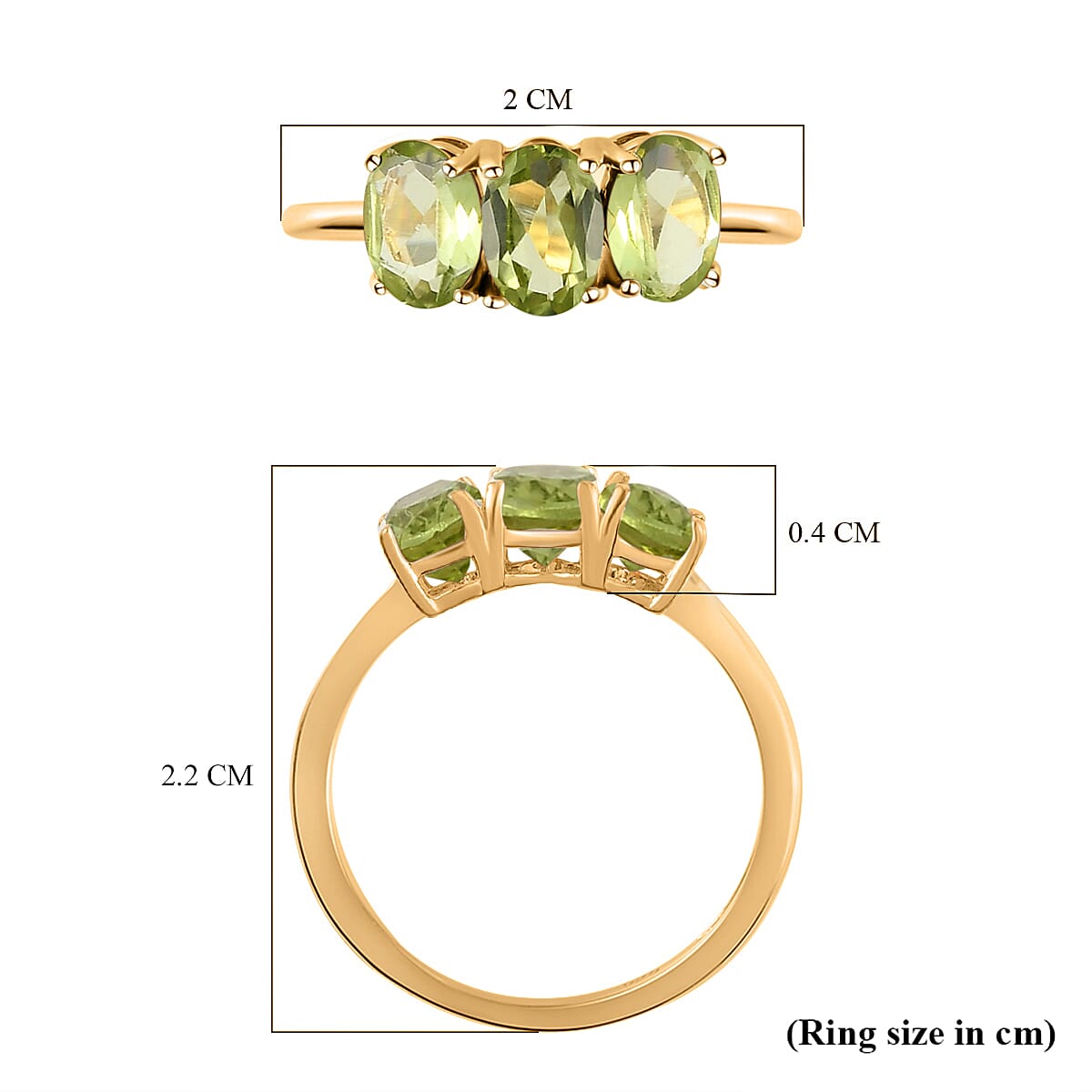 Hebei Peridot Trilogy Ring in 14K Gold Overlay Sterling Silver 1.45 Ct. V32515087 6
