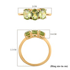 Hebei Peridot Trilogy Ring in 14K Gold Overlay Sterling Silver 1.45 Ct.
