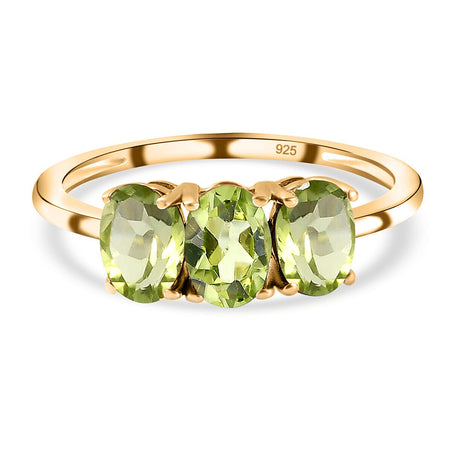 Royal Bali Collection - D'Joy Hebei Peridot Triology Ring in 18K Vermeil Yellow Gold Plated Sterling Silver 1.25 Ct. 3821660 1