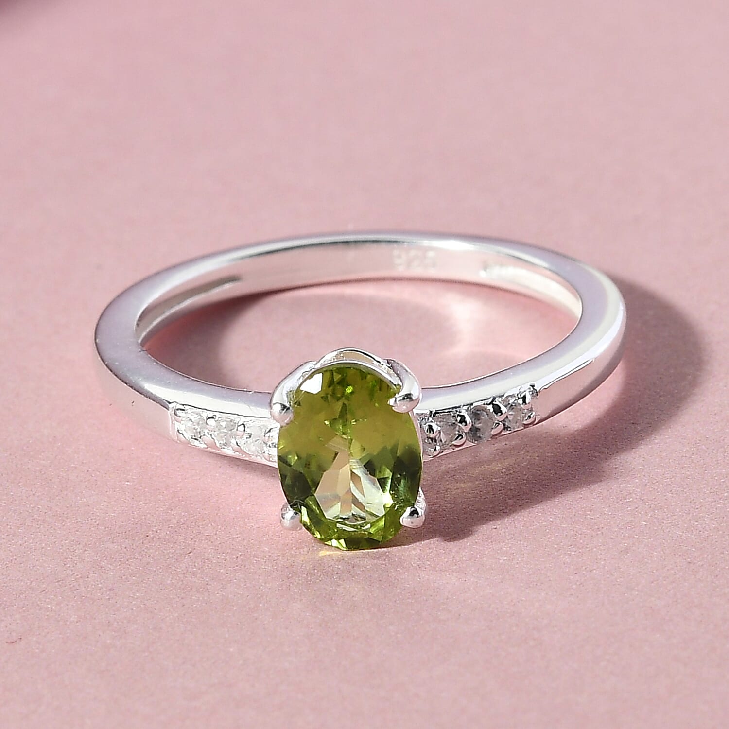 Hebei Peridot and Natural Zircon Ring in Sterling Silver 7145748 1
