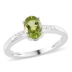 Hebei Peridot and Natural Zircon Ring in Sterling Silver
