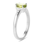 Hebei Peridot and Natural Zircon Ring in Sterling Silver