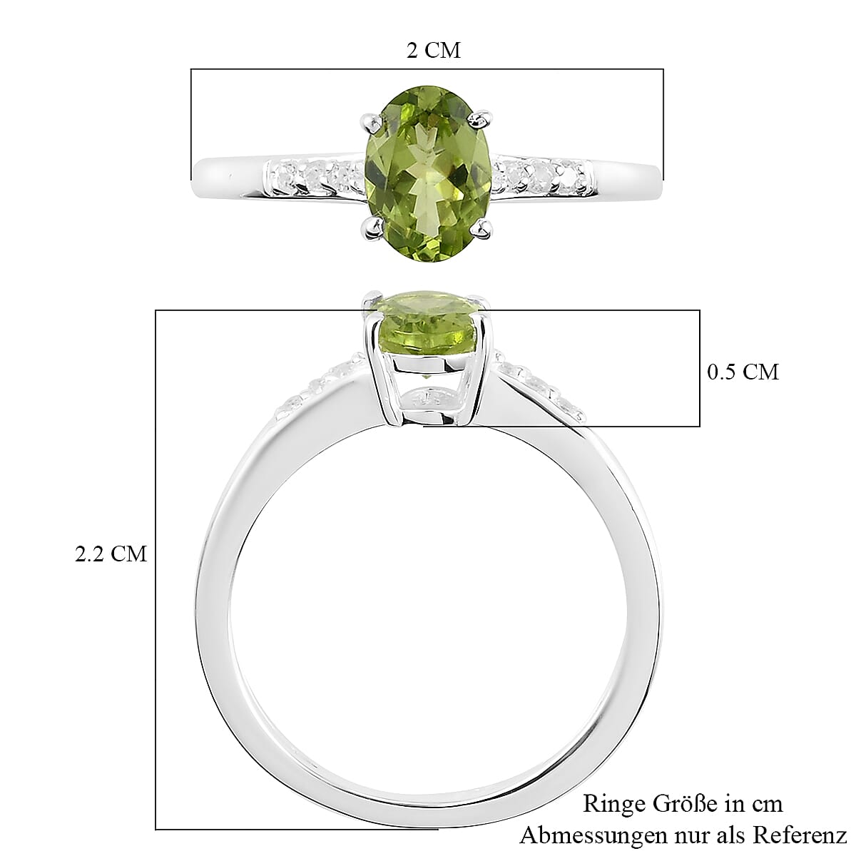 Hebei Peridot and Natural Zircon Ring in Sterling Silver 7145748 6