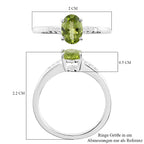 Hebei Peridot and Natural Zircon Ring in Sterling Silver