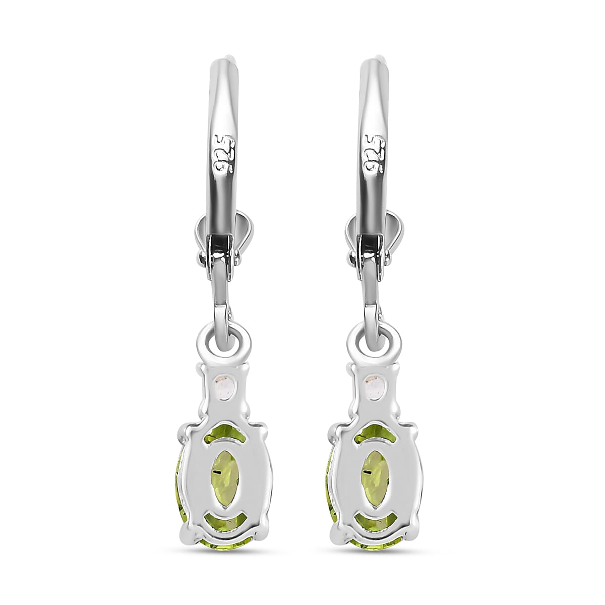Hebei Peridot and White Topaz Lever Back Earrings in Sterling Silver 1.70 Ct 7519327 5