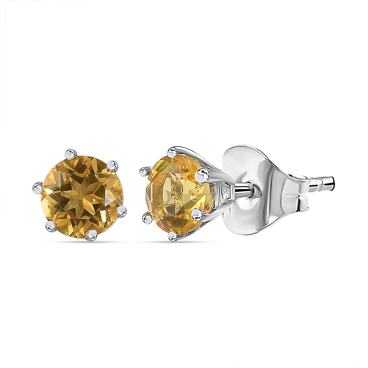 Heliodor Solitaire Stud Earrings in Platinum Overlay Sterling Silver 1.030  Ct. 7762614 0