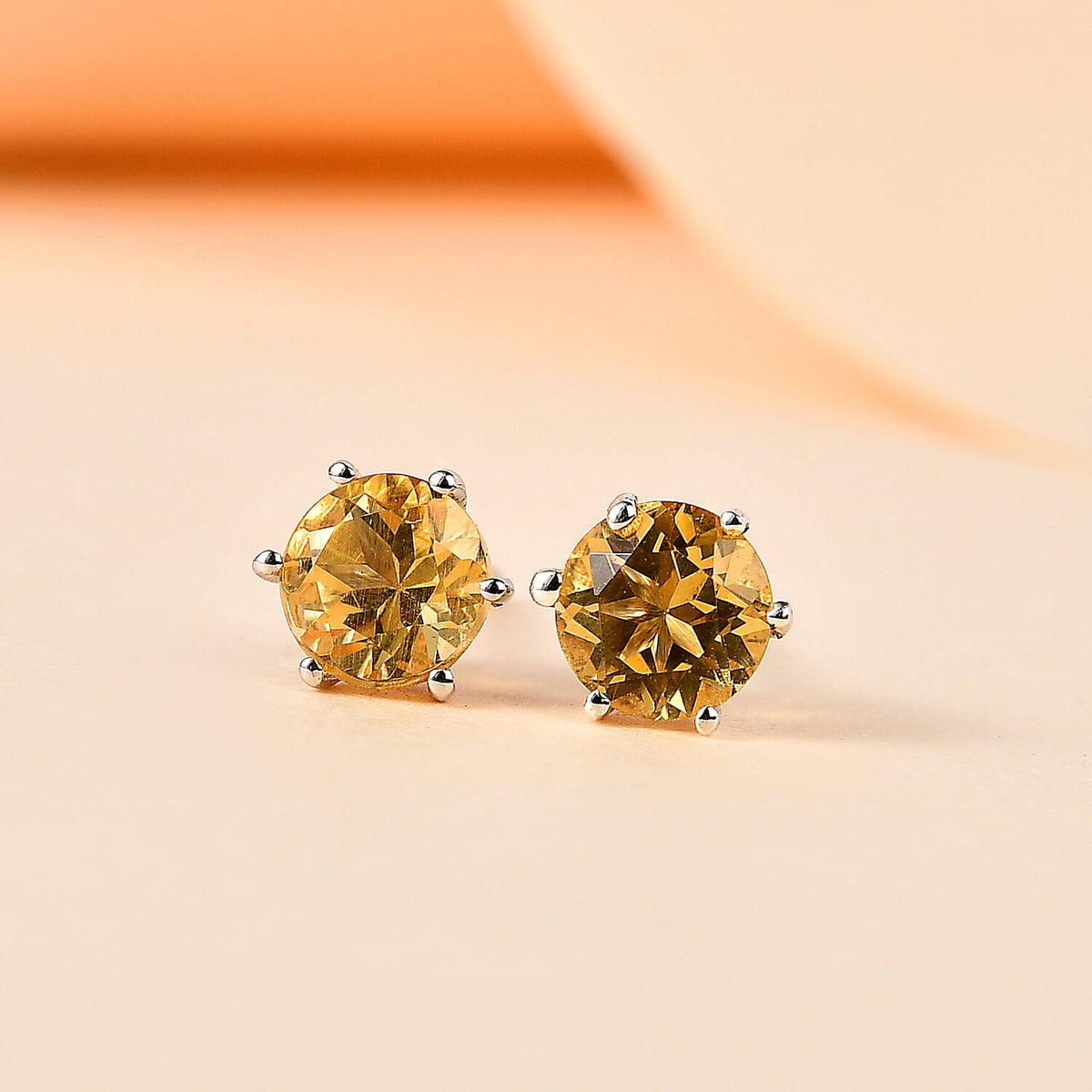 Heliodor Solitaire Stud Earrings in Platinum Overlay Sterling Silver 1.030  Ct. 7762614 2