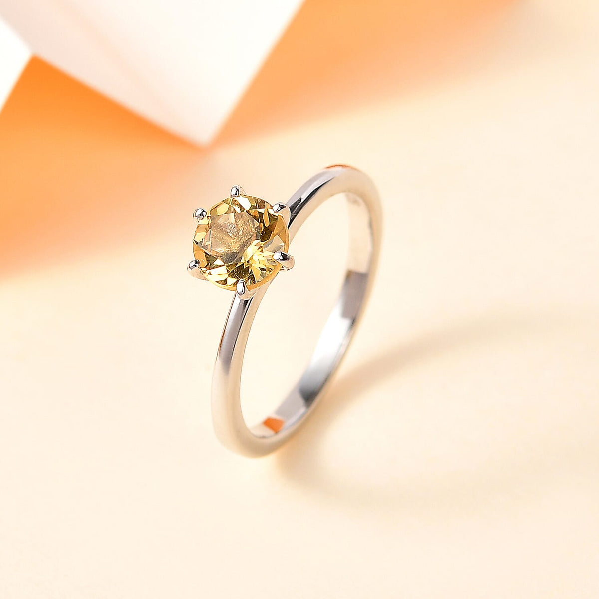 Heliodor Solitaire Ring in Platinum Overlay Sterling Silver 0.793  Ct. 7768149 2