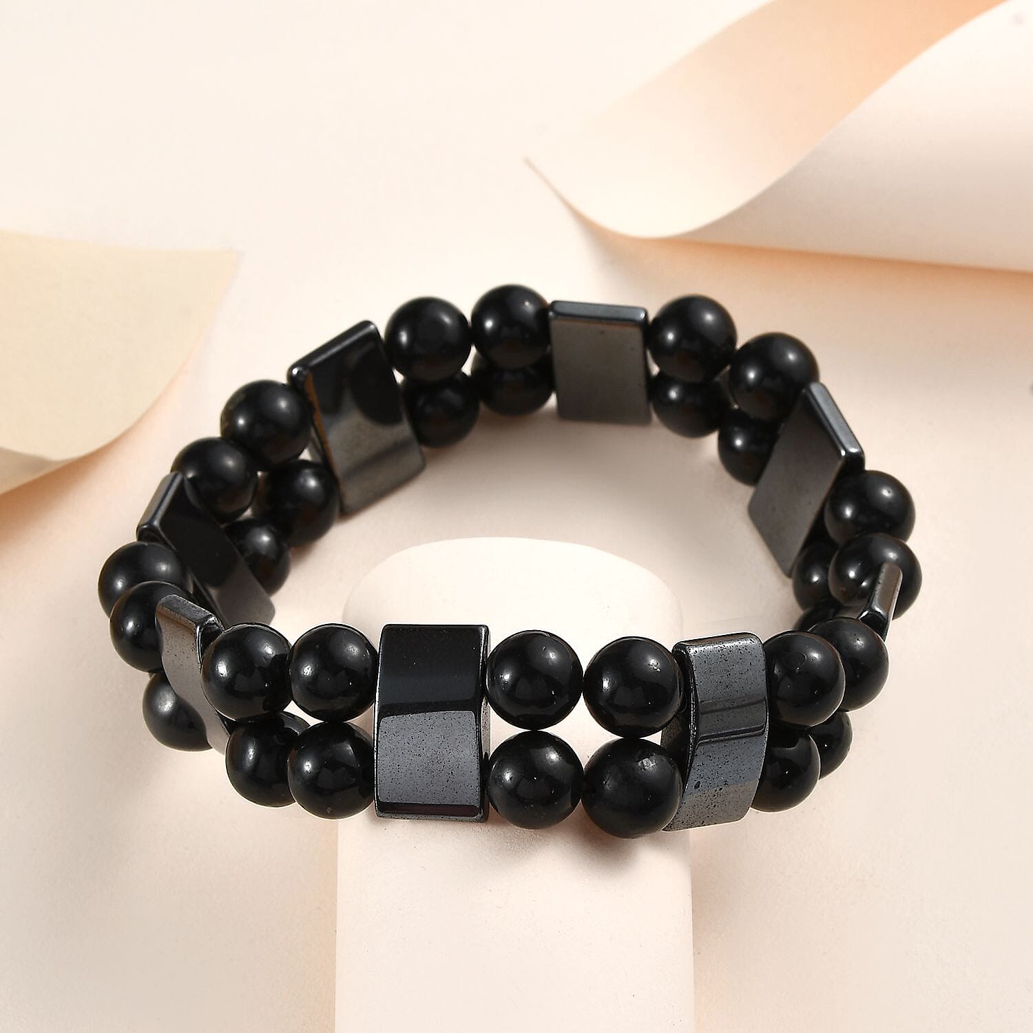 Hematite Black Shungite Bracelet (Size 7.5) 123.00 Ct. 7687637 2