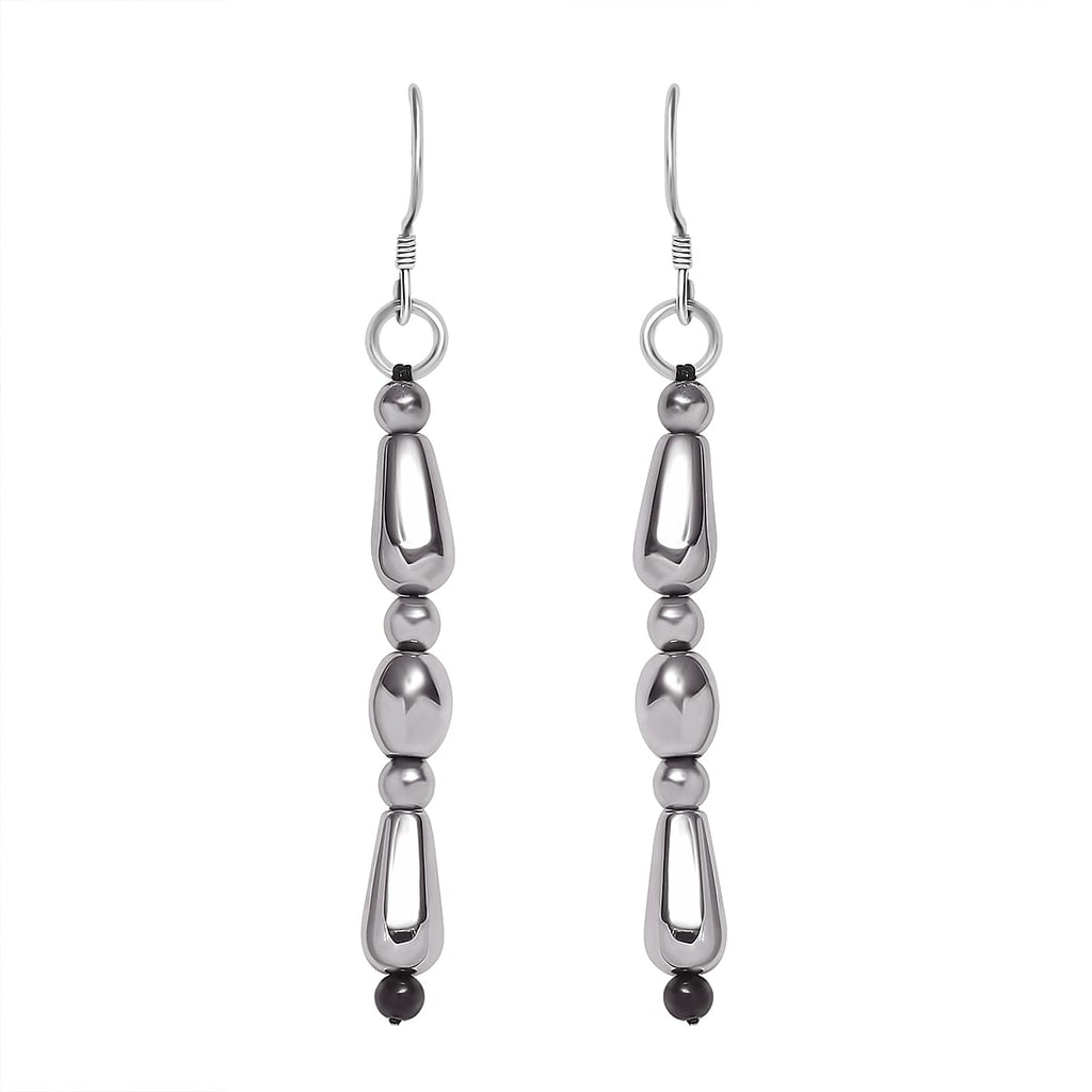Hematite,Black Spinel Hook Earring in Platinum Overlay Sterling Silver 34.0 Ct