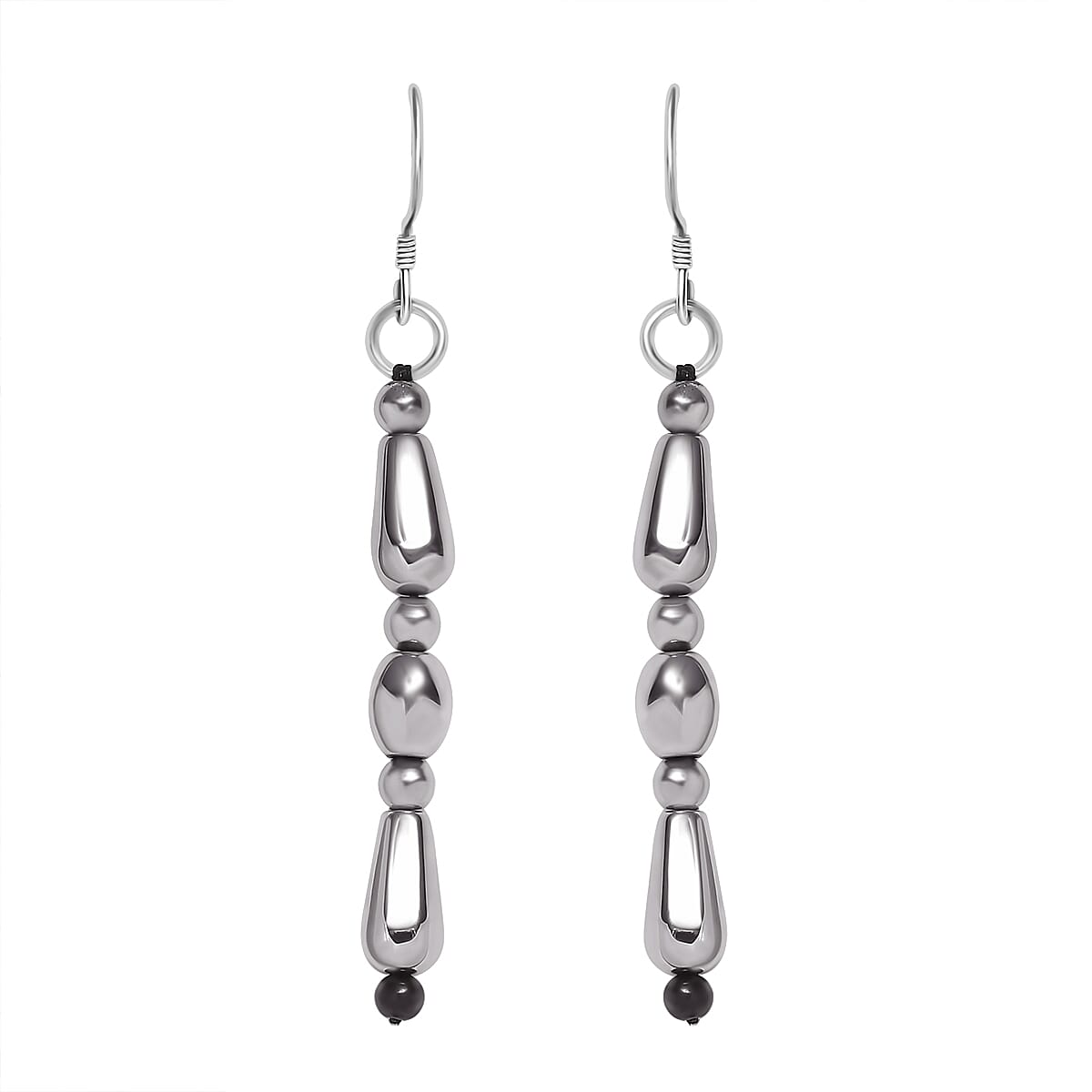 Hematite, Black Spinel Hook Earrings in Platinum Overlay Sterling Silver 34.0 Ct 7955882 0