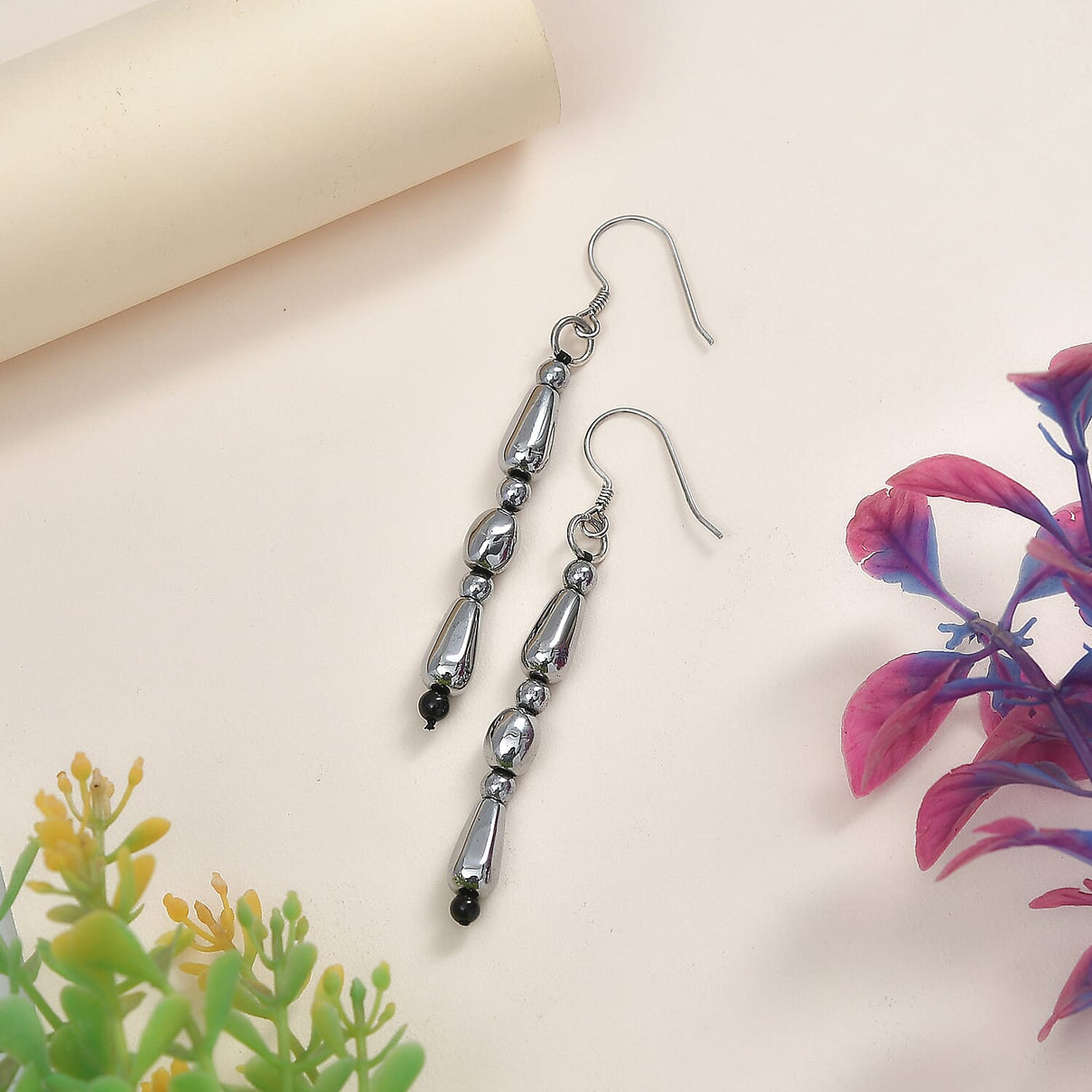 Hematite, Black Spinel Hook Earrings in Platinum Overlay Sterling Silver 34.0 Ct 7955882 1