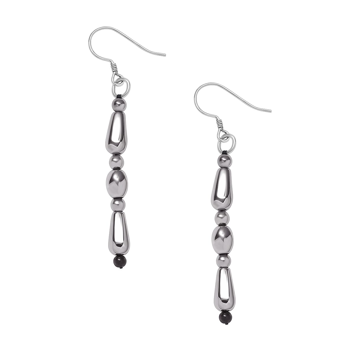 Hematite, Black Spinel Hook Earrings in Platinum Overlay Sterling Silver 34.0 Ct 7955882 3