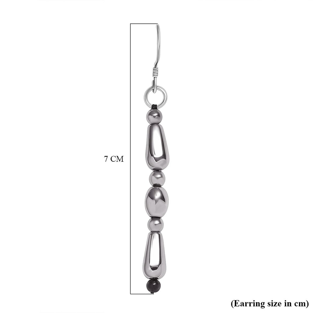 Hematite,Black Spinel Hook Earring in Platinum Overlay Sterling Silver 34.0 Ct