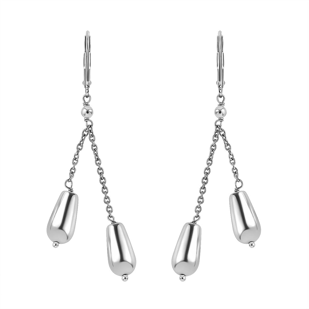 Hematite Earring With Lever Back in Platinum Overlay, 30.00 Ct.