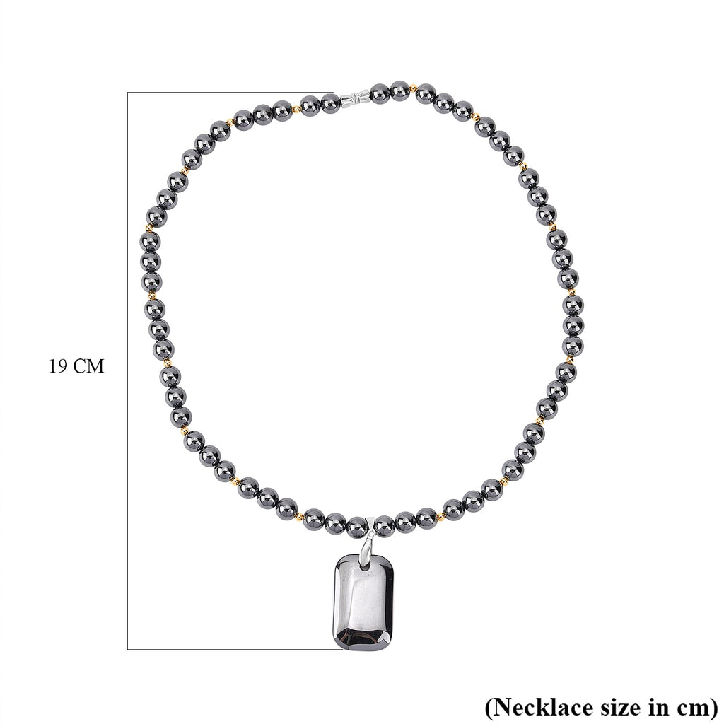 Hematite Necklace With Screw Barrel Clasp (Size - 20) 200.0 Ct.