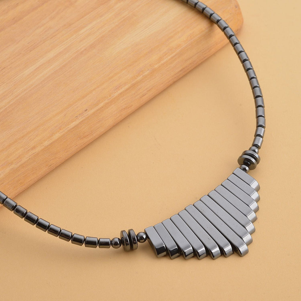 Hematite Necklace (Size - 20) in Silver Tone