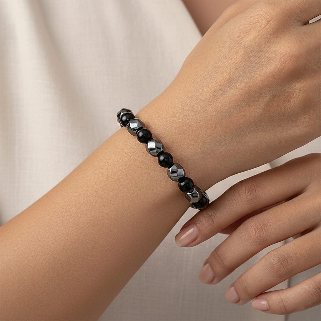Hematite &amp; Shungite Adjustable Bracelet (Size 7-7.5) 180.00 Ct. 8426292 2