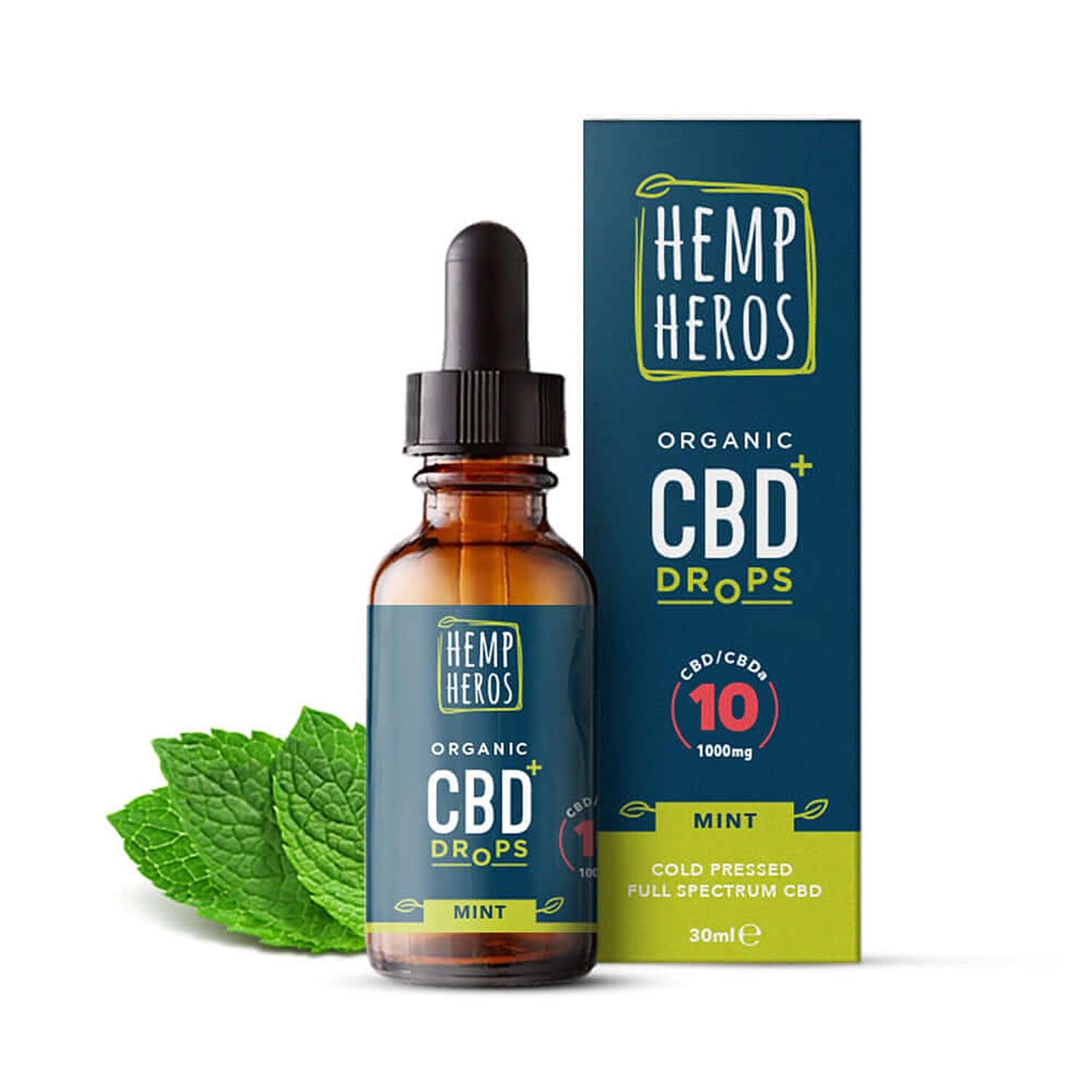 Hemp Heros: 1000mg Organic Drops - 30ml (Mint) 8068896 0