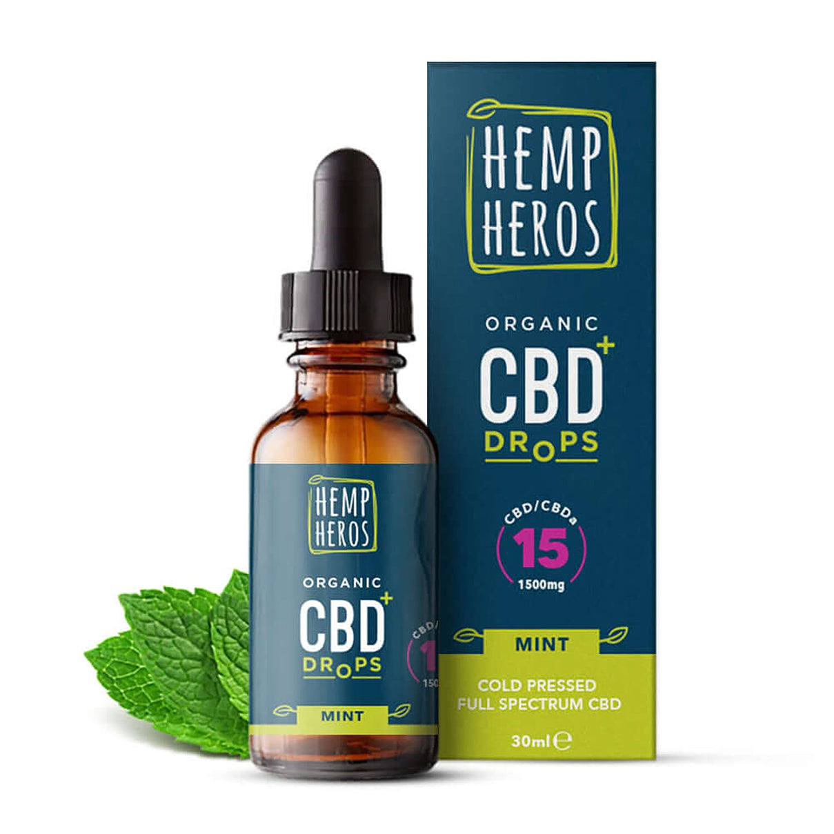 Hemp Heros- 1500mg Organic Drops - 30ml (Mint) 8068898 0