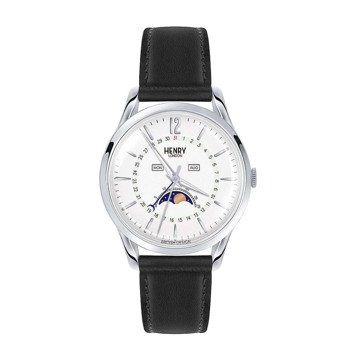 Henry London Edgware Unisex White Dial 3 ATM Water Resistant Watch with Black Colour Leather Strap 8925625 0