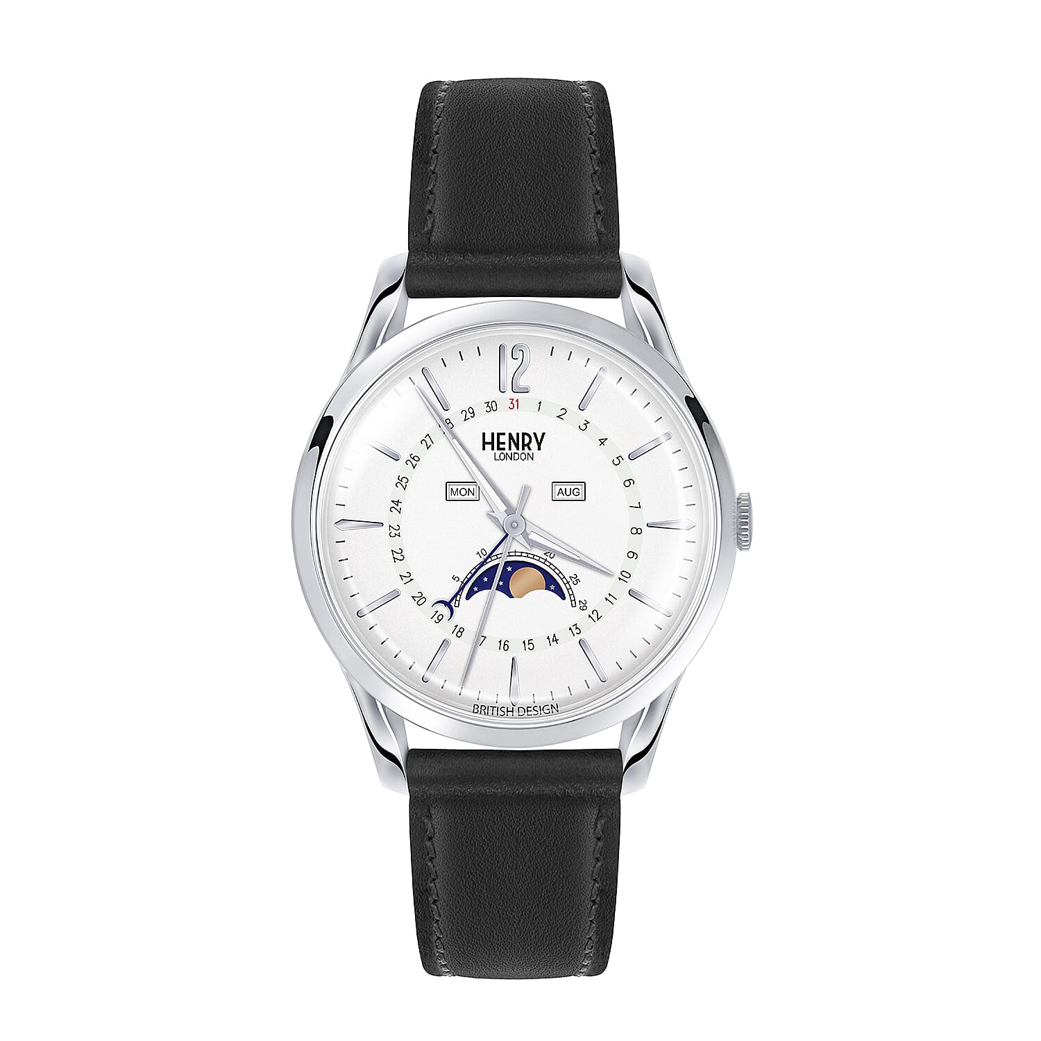 Henry London Edgware Unisex White Dial 3 ATM Water Resistant Watch with Black Colour Leather Strap 8925625 0