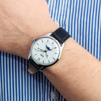 Henry London Edgware Unisex White Dial 3 ATM Water Resistant Watch with Black Colour Leather Strap