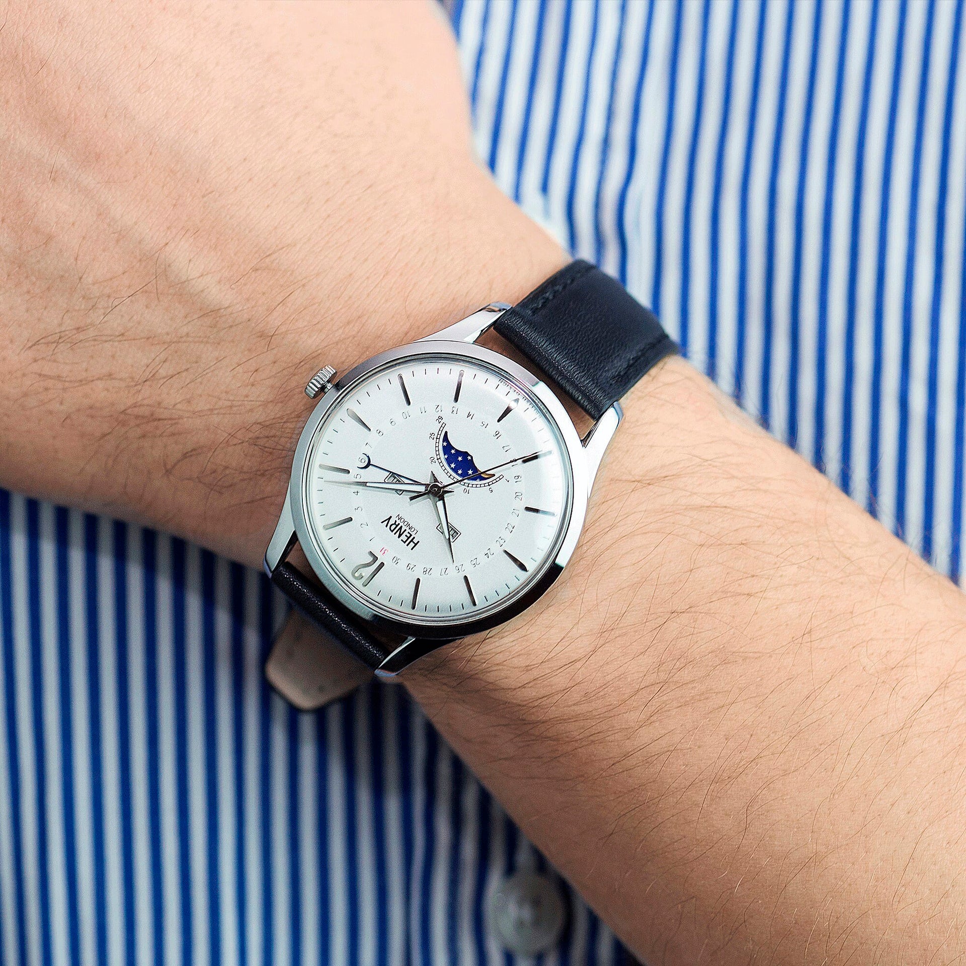 Henry London Edgware Unisex White Dial 3 ATM Water Resistant Watch with Black Colour Leather Strap 8925625 2