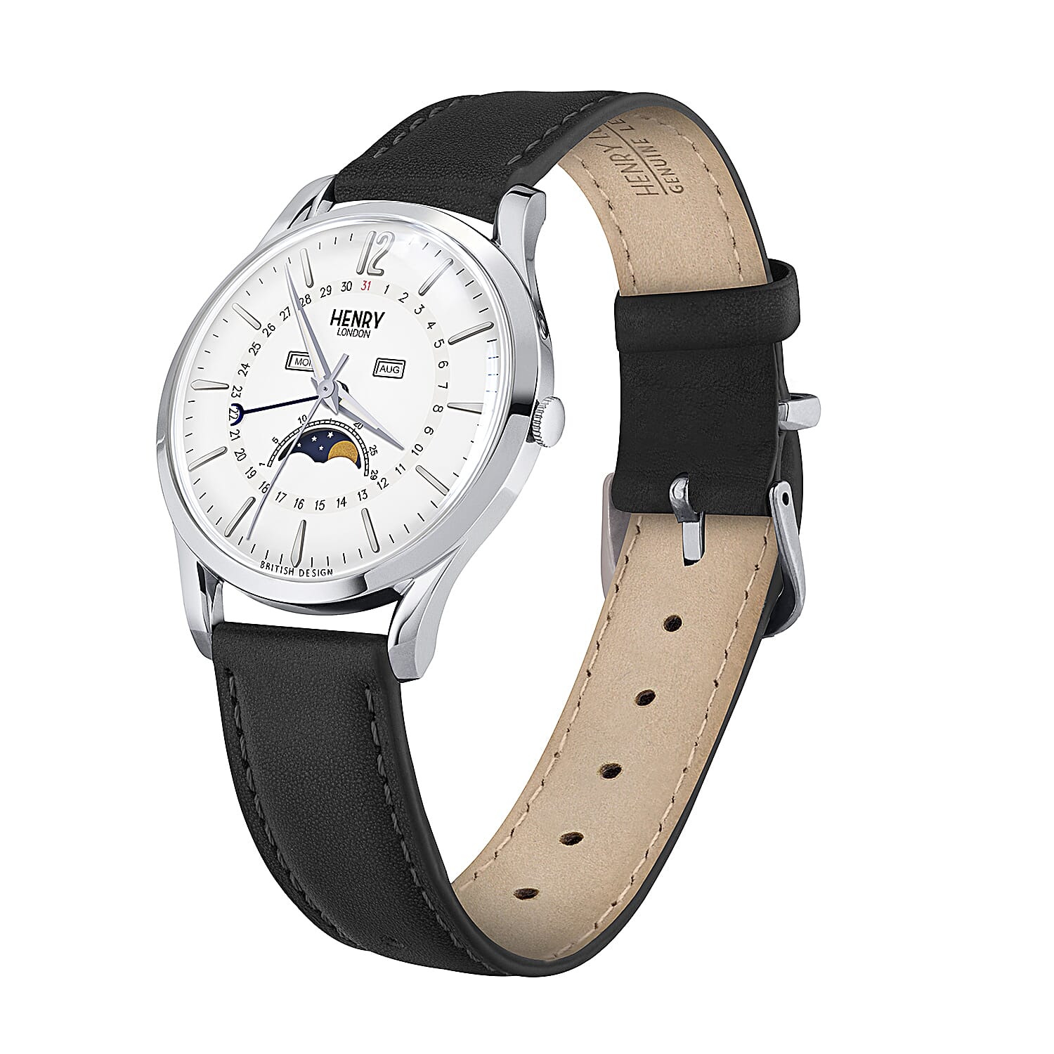 Henry London Edgware Unisex White Dial 3 ATM Water Resistant Watch with Black Colour Leather Strap 8925625 3