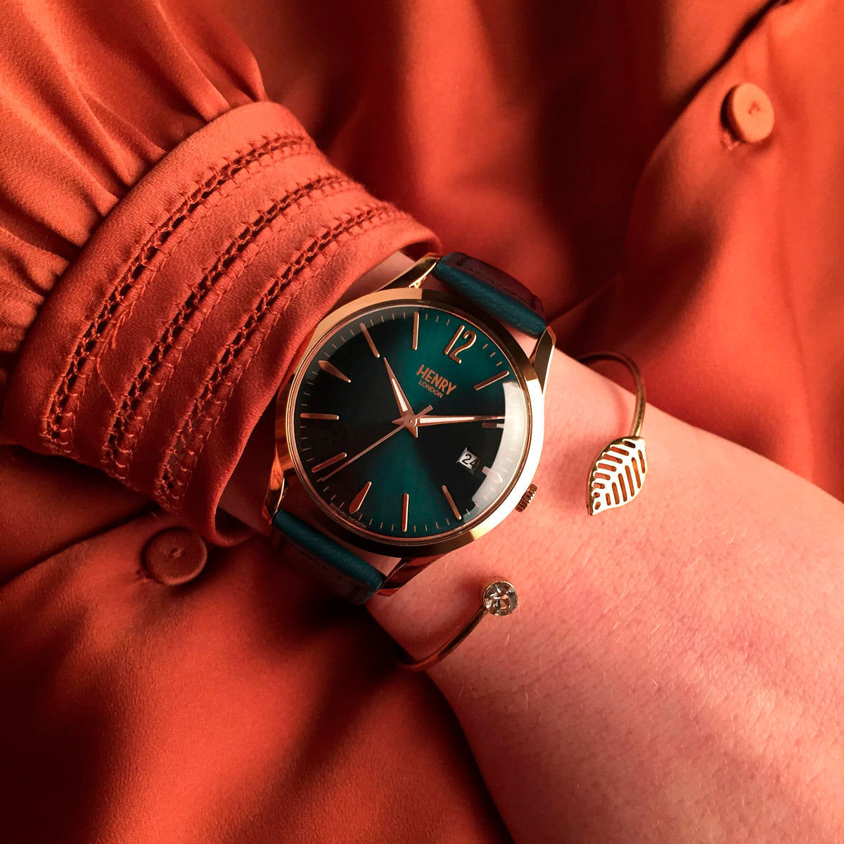 Henry London Stratford Ladies Green Dial 3 ATM Water Resistant Watch with Green Colour Leather Strap 8925583 2