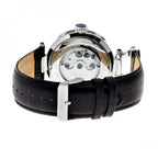 HERITOR Ganzi Automatic Movt. 5ATM Water Resistant White Dial Mens Watch with Black Colour Leather Strap and Silver-Tone Case - Silver