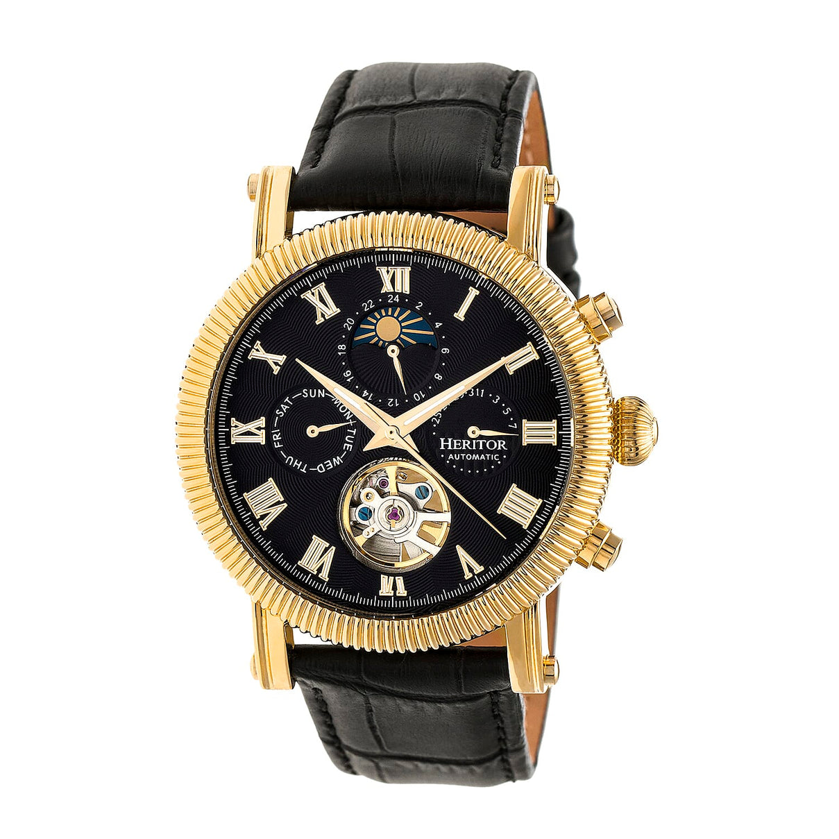 Heritor Automatic Winston Semi-Skeleton Leather-Band Men's Watch 7782912 0