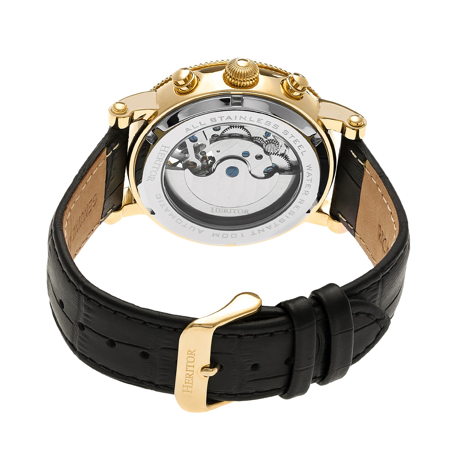 Heritor Automatic Winston Semi-Skeleton Leather-Band Men's Watch 7782912 4