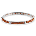 Hessonite Garnet Bangle (Size 7.5) in Platinum Overlay in Silver Tone 16.13 Ct.