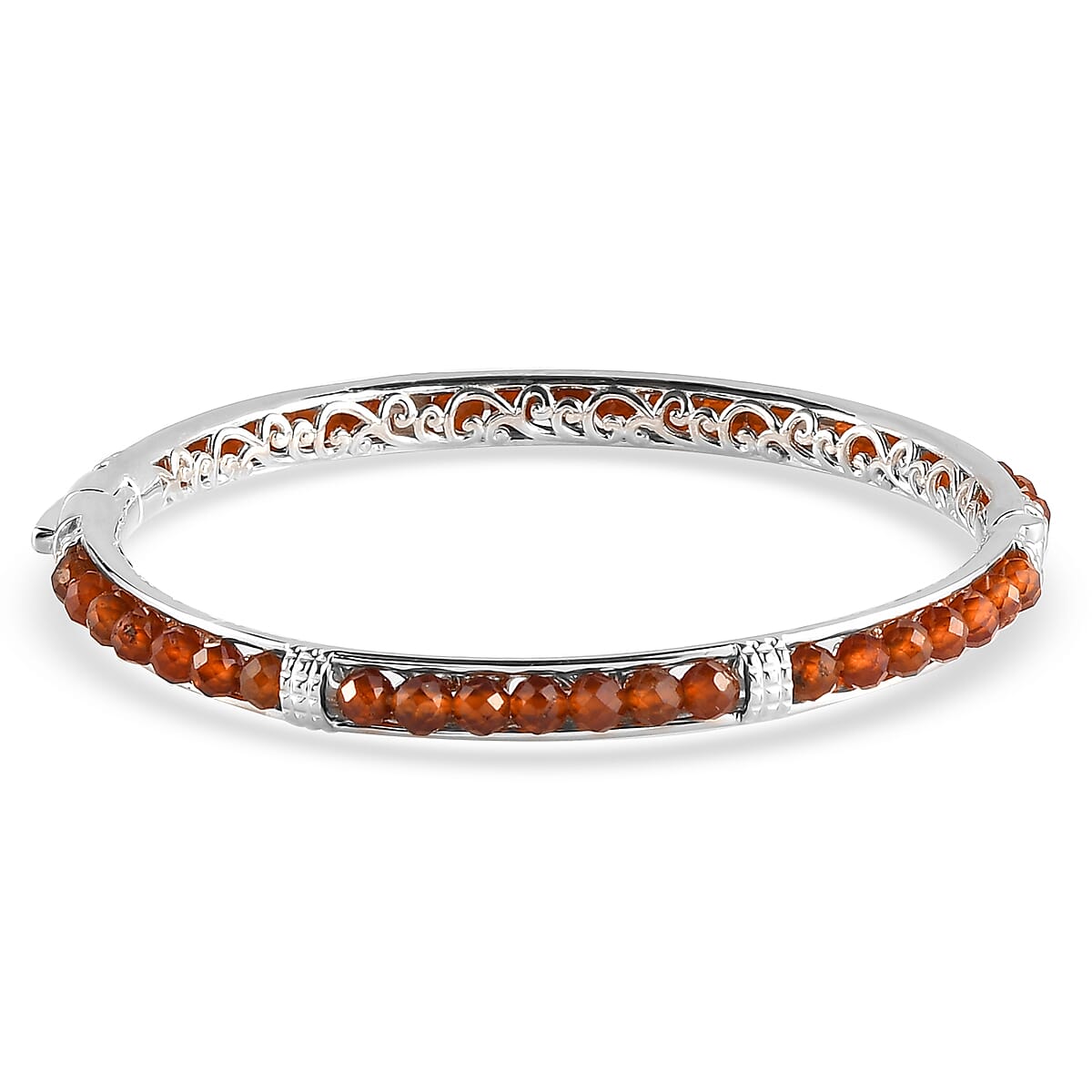 Hessonite Garnet Bangle (Size 7.5) in Platinum Overlay in Silver Tone 16.13 Ct. 7887622 0