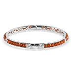 Hessonite Garnet Bangle (Size 7.5) in Platinum Overlay in Silver Tone 16.13 Ct.
