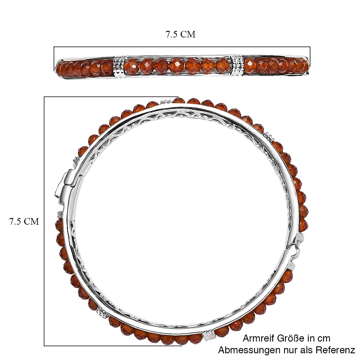 Hessonite Garnet Bangle (Size 7.5) in Platinum Overlay in Silver Tone 16.13 Ct. 7887622 4