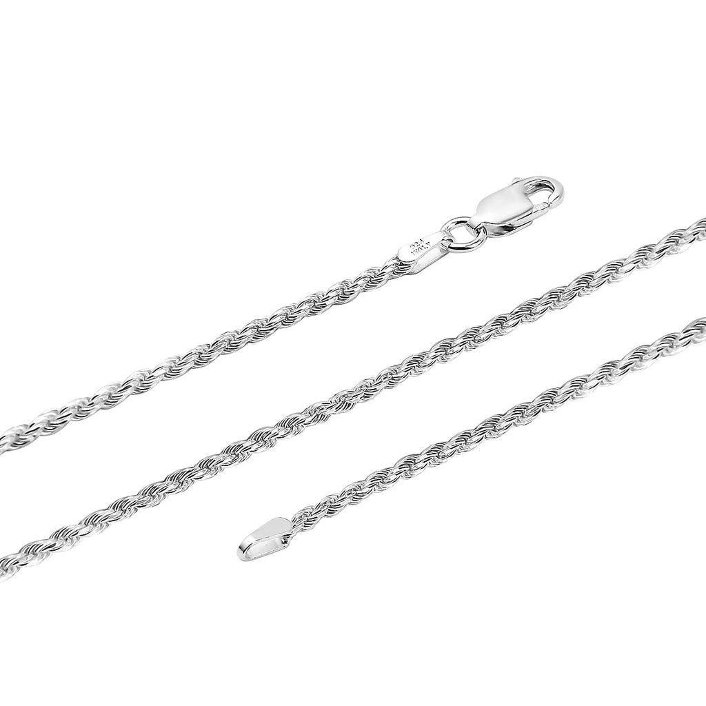 Sterling Silver Diamond Cut Rope Necklace (Size - 20) with Lobster Clasp